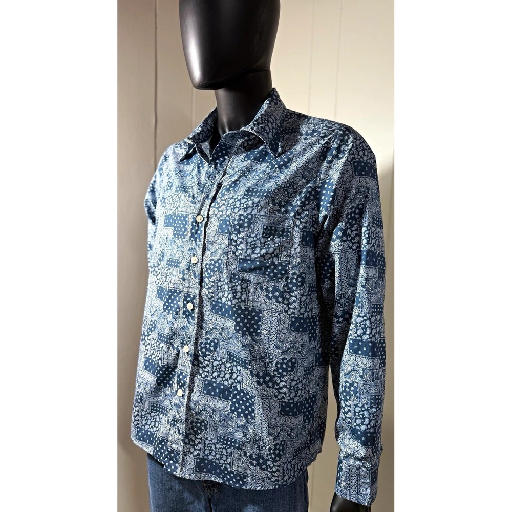 Kennington Rocking K Ranchwear Men's L Blue Paisley Western Pocket Shirt